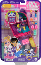 Polly Pocket Dolls & Playset, Bubble Tea Panda Compact, Animal Toy with 2 Micro Dolls, Pet Panda & Food Accessories
