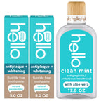 Hello Antiplaque Whitening Fluoride Free Toothpastes and Clean Mint Alcohol Free Mouthwash Bundle Pack, Whitening Toothpaste and Antigingivitis Gum Mouthwash Pack, No Alcohol for Zero Burning