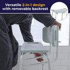 Drive Medical Shower Chair with Back - Adjustable Bathroom Bench - Suction Feet - Lightweight Durable Construction - Comfortable Contoured Seat - Grey