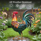 Ratuor Metal Rooster Decor Garden Statue Chicken Yard Art Outdoor Sculpture