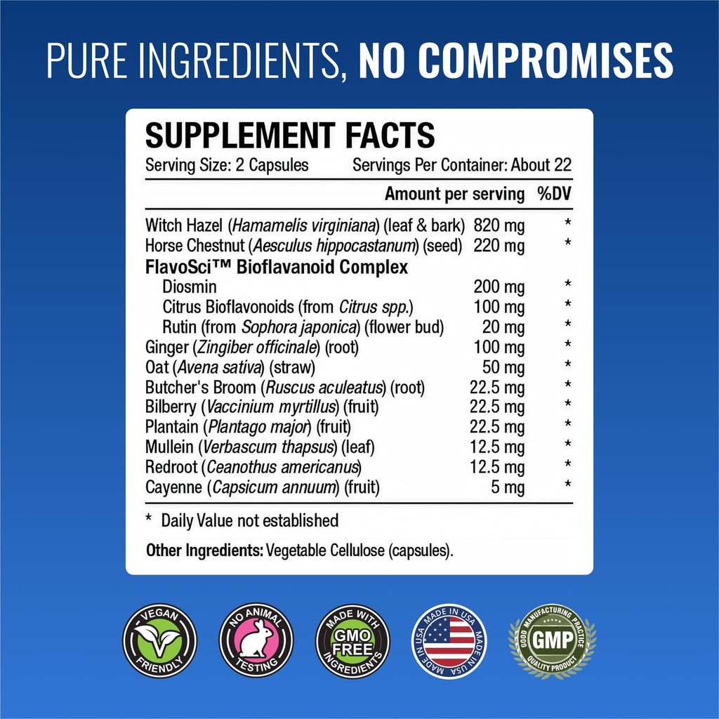 Approved Science TestiCare - Testicular Vein Support - Horse Chestnut, Witch Hazel - 3 Bottles - 135 Capsules - Vegan
