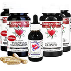 Kroeger Herb Products, Wormwood Herb Supplement Kit, Black Walnut, Clove, Quassia, Worm Wood Detox Cleanse - Capsules, Non-GMO, Gluten Free, No Preservatives or Fillers, Made in USA
