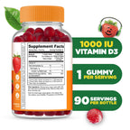 Lifeable Kids Vitamin D Gummies | Vitamin D3 1000iu | Great Tasting Vitamin D3 Gummies | D3 Vitamin for Strong Healthy Bones and Immune Support | Vitamin D for Kids, Boys, Girls | 90 Gummies
