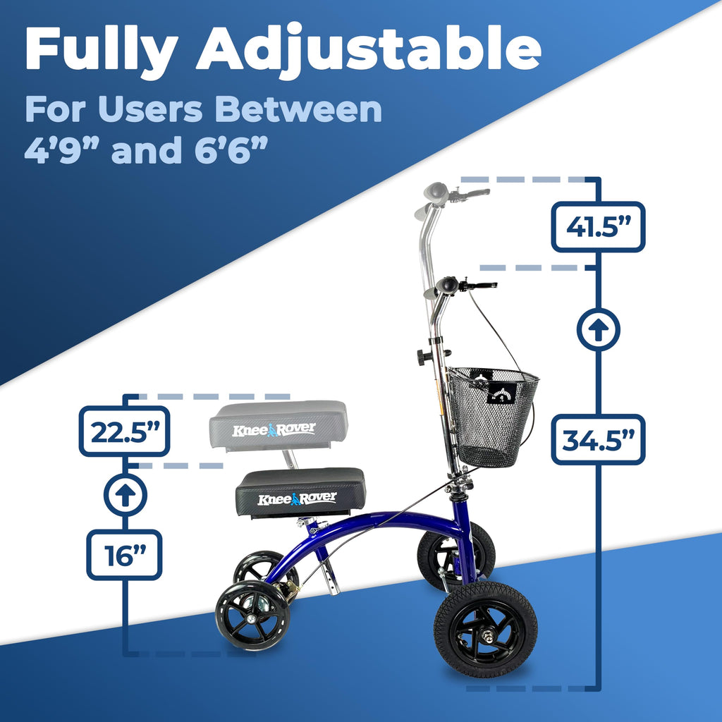 KneeRover Hybrid Knee Walker - All New Featuring KneeCycle Knee Scooter with All Terrain Front Axle Upgrade for Foot, Lower Leg or Ankle Injury