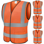 TICONN Reflective Safety Vest, High Visibility Vest with Reflective Strips for Men Women, Meets ANSI II (Orange/3XL, 4PK)