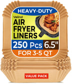 Air Fryer Paper Liners: 250Pcs Parchment Paper Sheets, Air Fryer Liner Disposable, Oilproof Waterproof Airfryer Basket Liner Square (6.5inch)