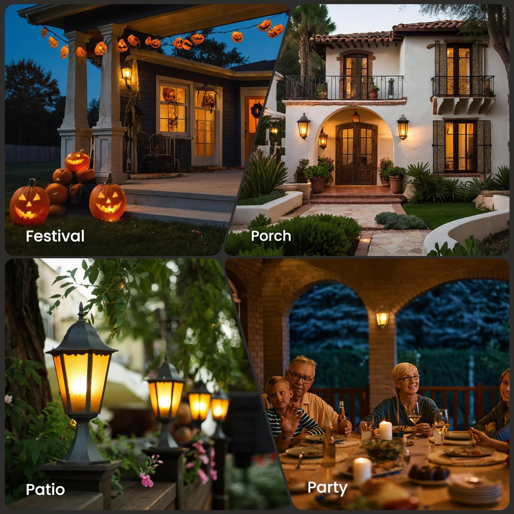 Vicstone Upgraded E26 Dusk to Dawn Flame Light Bulbs for Halloween, 4 Modes