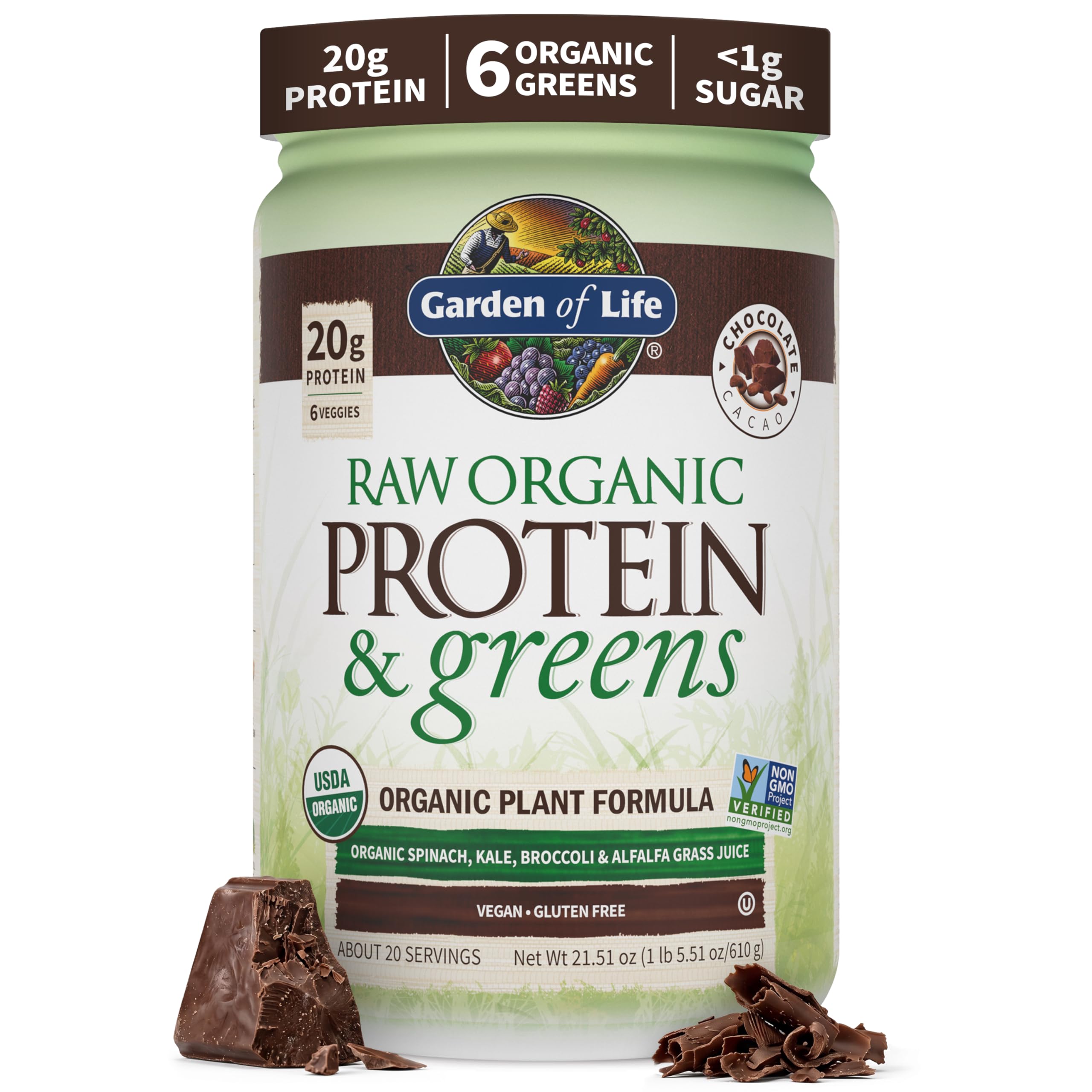 Garden of Life Organic Chocolate Protein & Greens, 21.51 OZ