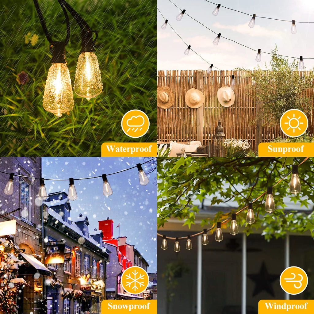 Brightever 100FT Outdoor String Lights 52 Bulbs, Waterproof Patio Lights