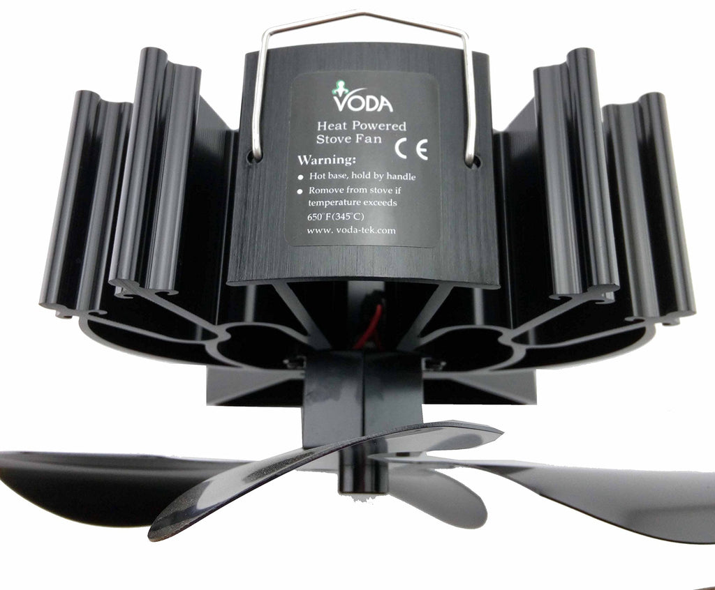 VODA 4-Blade Heat Powered Stove Fan for Wood/Log Burner/Fireplace increases 80% more warm air than 2 blade fan