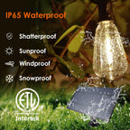 Bdrofn 120FT Solar String Lights Outdoor,Solar Patio Lights Waterproof with Remote & 40+2 Dimmable ST38 Shatterproof LED Bulbs,Commercial Grade Solar Powered String Lights for Outside