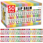 AZEN 50 Pack Lip Balm, Natural Lip Balm Bulk, Lip Care Product, Moisturizing Lip Balms for dry cracked lips, Valentines Gifts Easter Basket Stuffers - 12 Flavors