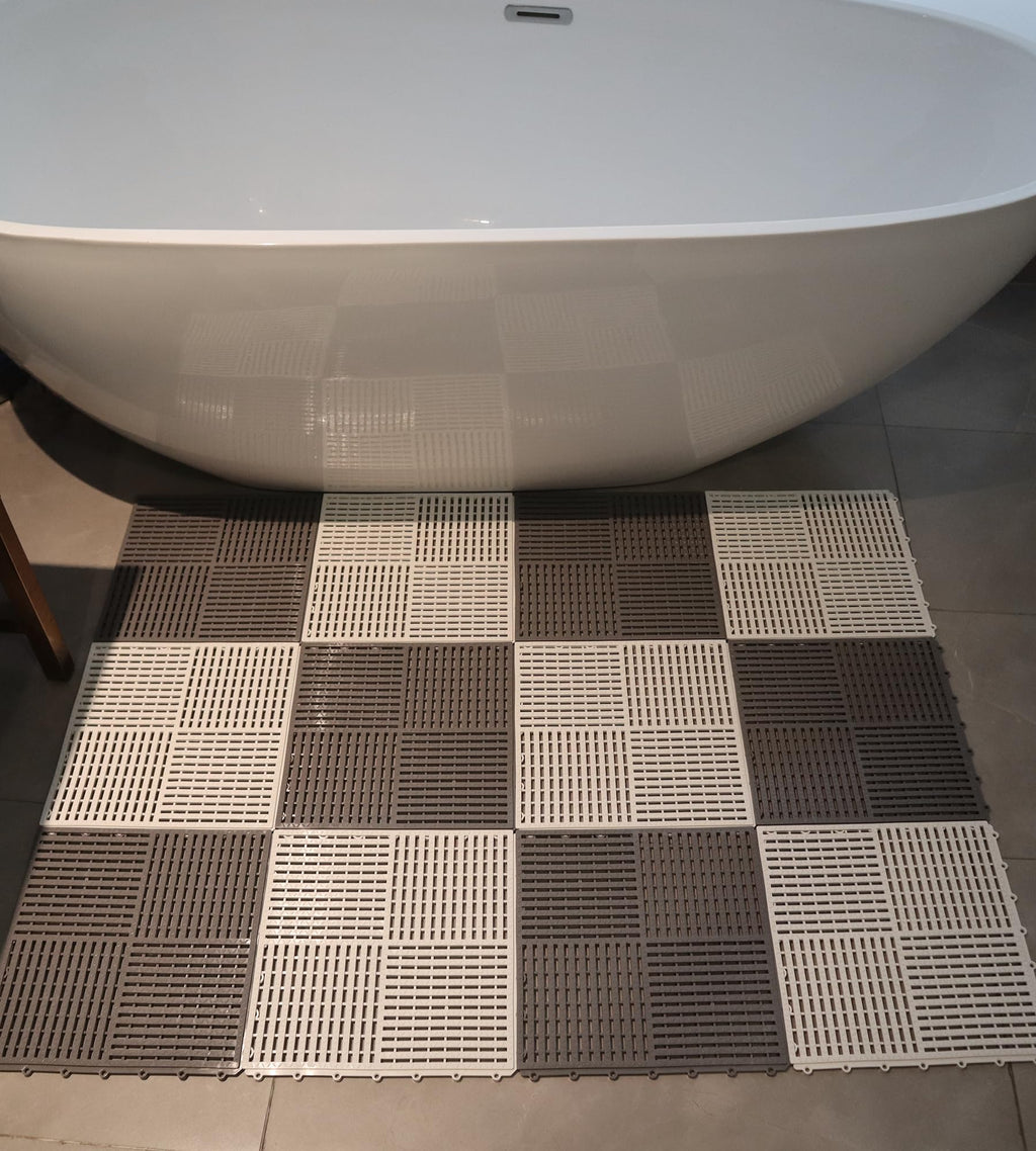 wiiiw 9 Pack Modular Interlocking Tiles Double Non-Slip 12"x12" Dark Gray
