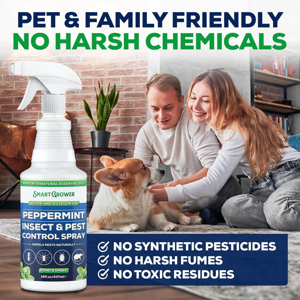 Peppermint Oil Spray for Insects, Pests, Rodents, Mice, Bugs, Spiders, Ants & Wasps - All Natural Pest Control Repellent for Home, Indoor, Outdoor, Garden, Maximum Strength, Ready-to-Use, 16 FL OZ