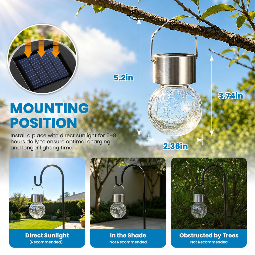 SOLPEX Hanging Solar Lights for Outside Garden Solar Hanging Lanterns 8 Pc