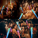 SHQDD 28 PCS Glow Fiber Wands Sticks, LED Light Wands, Halloween Glow in The Dark Party Supplies, Fiber Optic Wands, LED Flashing Sticks, Fiber Optic Light Wand Stick for July 4th Party, Wedding