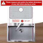 Bestjing Silicone Sink Protectors for Kitchen Sink with Rear Drain - 26"x 14" Kitchen Protector Accessory, Non-Slip Heat Resistant Grid Mat for Bottom of Farmhous Peorcelain Stainless Steel(Rear Hole)