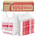 Reli. Plastic Bags Thank You (1050 Count) | White Grocery Bags with Handles | Shopping (Plastic)