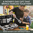 Kaluns Grilling Accessories, Gifts for Men Christmas Grilling Gifts for Dad, Heavy Duty Stainless Steel BBQ Grill Tools Set for Outdoor Grill with Aluminum Case and Apron, Birthday Gifts for Men Dad
