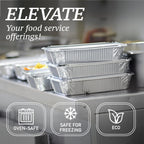 Spare Essentials 55 Pack - 2.25 LB To Go Aluminum Containers with Lids - Heat Proof Foil Tins for Meal Prep, Take Out, Freezer Meals