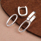 Silver Dangle Double Hoop Earrings For Women Paperclip Linik Chain