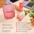 BEAM Glow Women's Wellness Supplement, Cortisol Support with Ashwagandha for Women, Daily Vitamins for Cycle Health, Mood, Energy & Stress Support with Selenium, Zinc, Vitamin A, Biotin, B Vitamins