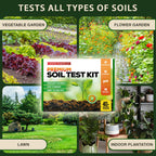 Premium Soil Test Kit: 40 Complete Tests for Lawns, Gardens, and Vegetables. Tests for Ammonia Nitrogen, pH, Phosphorus, and Potassium.