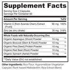 NATURELO Vegan Zinc Immune Support Capsules - Whole Food Complex with Vitamin C for Healthy Skin, Hair, and Nails - 120 Capsules (Pack of 2)