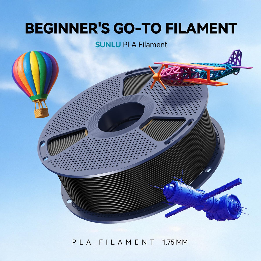 SUNLU 4kg PLA 3D Printer Filament Bundle Multicolor, Neatly Wound PLA Filament 1.75mm ±0.02mm, Individually Vacuum Packed, 4kg in Total, 1kg per Spool, 4 Pack, 4000g PLA,Black+White+Beige+Yellow