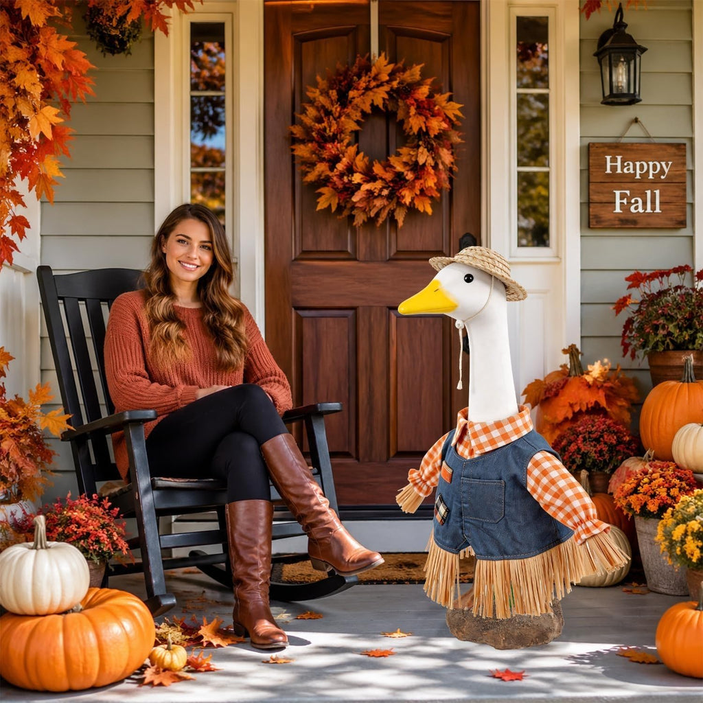 Fall Scarecrow Porch Goose Outfit Autumn Goose Costume for Outdoor Decor