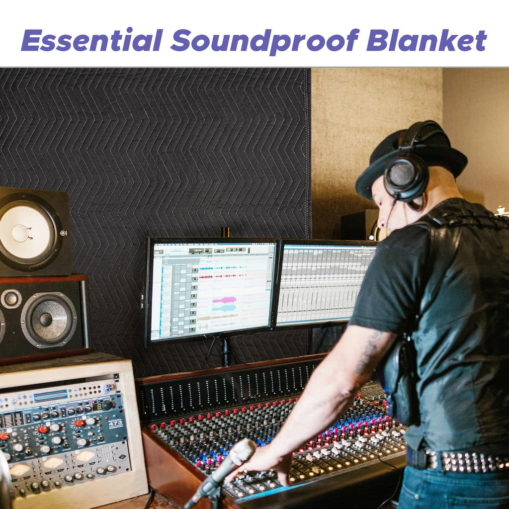 Starfavor 2 Pcs Large Sound Dampening Blanket 96" x 80" Heavy Duty Soundproof Blanket Noise Reduction Studio Sound Absorption Curtian/Light Blocker/Moving Blanket