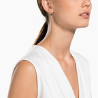 SWAROVSKI Pierced Earrings, Gray with V-Shaped Crystal Pavé Accent on Rose-Gold Tone Finish Setting, Part of the Bella Collection