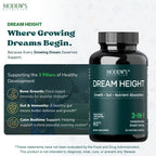 Moddy's Nutrition DreamHeight Growth Supplement for Kids & Teens, Bone, Immune & Sleep Support, Clinically Studied Formula, 120 Small Easy-to-Swallow Capsules