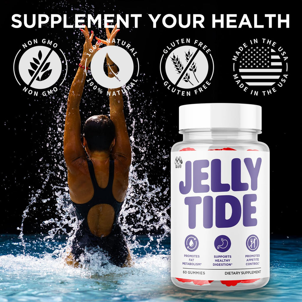 Jelly Tide Gummies, Official Jellytide Weight Management Gummys with Natural Ingredients, Jellytide Advanced Health & Wellness Gummys with Maximum Strength Active Lifestyle Multivitamins (60 Gummies)