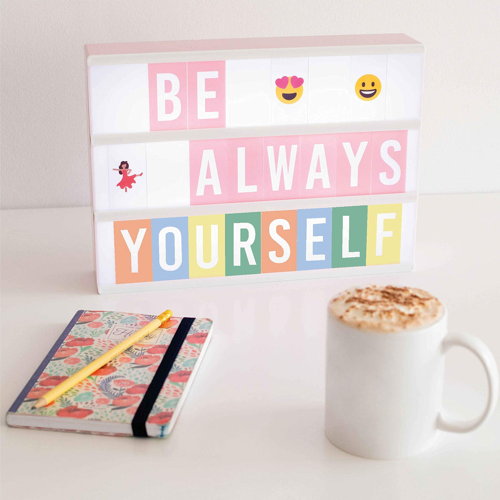 BONNYCO Pink Cinema Light Box with 400 Letters, Emojis, 2 Markers, USB