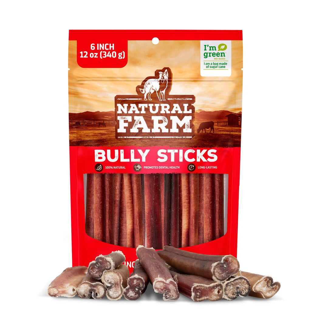 Natural Farm Bully Sticks for Small & Medium Dogs 6 Inch, 12 oz Bulk