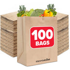Stock Your Home 70 lb Kraft Brown Bags 100 Pack, 17x12x7 Grocery Bags, Heavy Duty Large Brown Bags for Shopping, Takeout, Storage, Trash or Recycling, Bulk Pack.