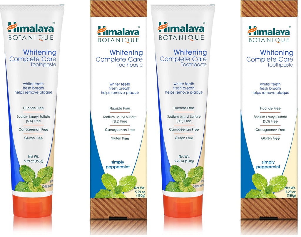 Himalaya Botanique Complete Care Whitening Toothpaste, Simply Peppermint, for a Clean Mouth, Whiter Teeth and Fresh Breath, 5.29 oz (Pack of 2)