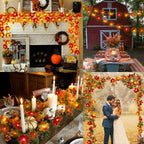 Runleo 4 Pack Fall Decorations Maple Leaf Lights Garland Total 40 ft 80 LED