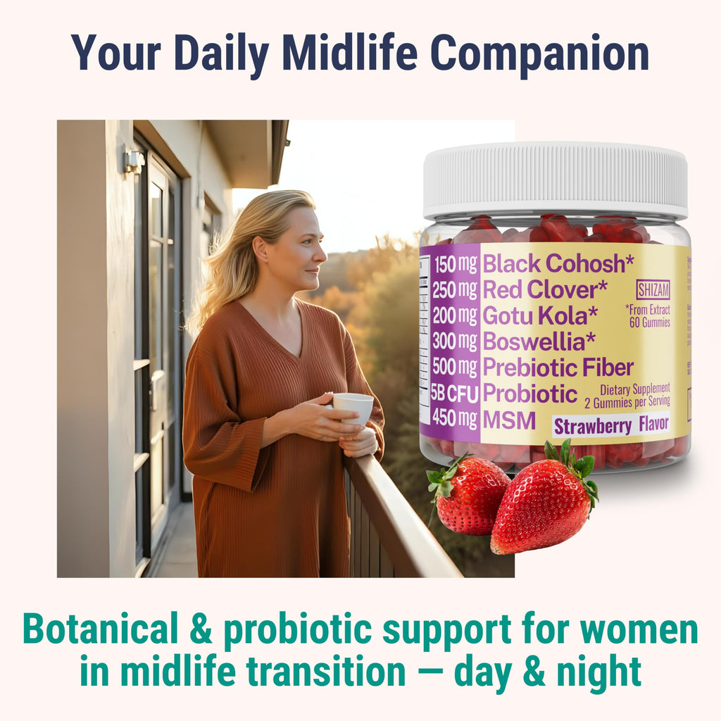 Boswellia Serrata Black Cohosh Gotu Kola Red Clover Extract Complex Gummies w. Probiotic Fiber (Chicory Root Inulin) MSM Methylsulfonylmethane, Supplement Alt for Organic Powder Capsules Tincture