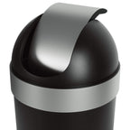 Umbra Venti Kitchen Trash Can, Swing Top Lid, 16 Gallon, Black/Nickel