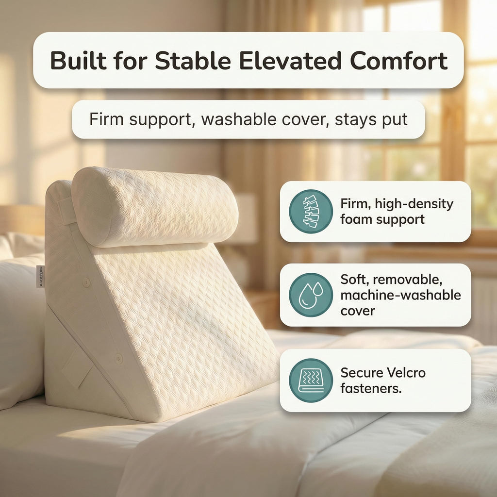Flexicomfort Bed Wedge Pillow for Sleeping -Adjustable Post Surgery Pillow (7 in 1) -%100 Memory Foam -Head Support Cushion -Incline -Leg Elevation -Pregnancy - Snoring - Washable Cover -Large 24 Inch