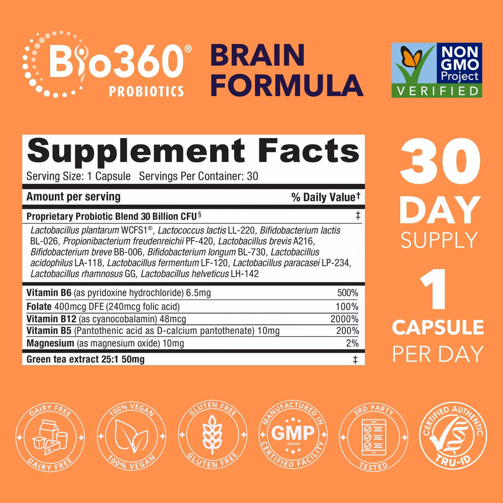 Bio360 Cognitive Support, 30 Vegan Supplements (30 Count (Pack of 1))