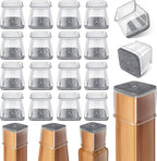 Ansible 24 Pcs Chair Leg Floor Protectors Square, Silicone Felt Furniture Leg Pads Caps Covers for Hardwood Floors (Fit:1-1/16" to 1-5/8")