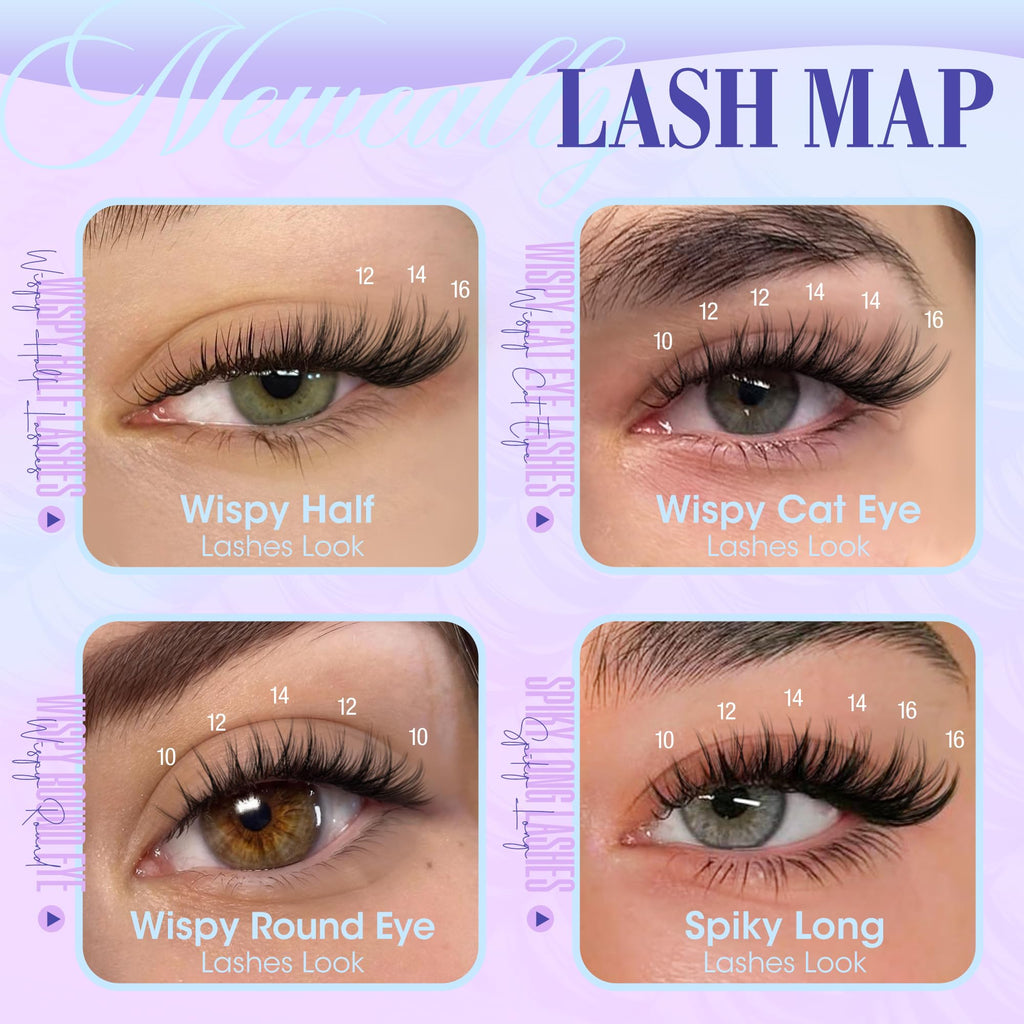 Lash Clusters Kit Wispy Natural Cluster Eyelash Extension Kit DIY Lash Extension Kit C-curly 10-16MM Eyelash Clusters Volume Individual Lashes Kit by Newcally