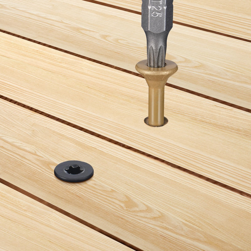 VGBUY Deck Screws #8 x 2 Inch Heavy Duty Exterior Wood Screws,Torx Drive Head Deck Screw Bronze Rust Resistant Epoxy Coated,Long Outdoor Screws with Star Bit(1Ibs,106Pcs)