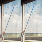 Mitclear Window Cleaner with Long Handle(57IN), Glass Cleaning Tools with Silicone Squeegee & Microfiber Scrubber, Window Cleaning Kit for Shower Glass Mirror Door Car