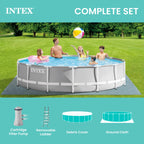 Intex 26723EH Prism Frame Premium Above Ground Swimming Pool Set: 15ft x 42in – Includes 1000 GPH Cartridge Filter Pump – Removable Ladder – Pool Cover – Ground Cloth
