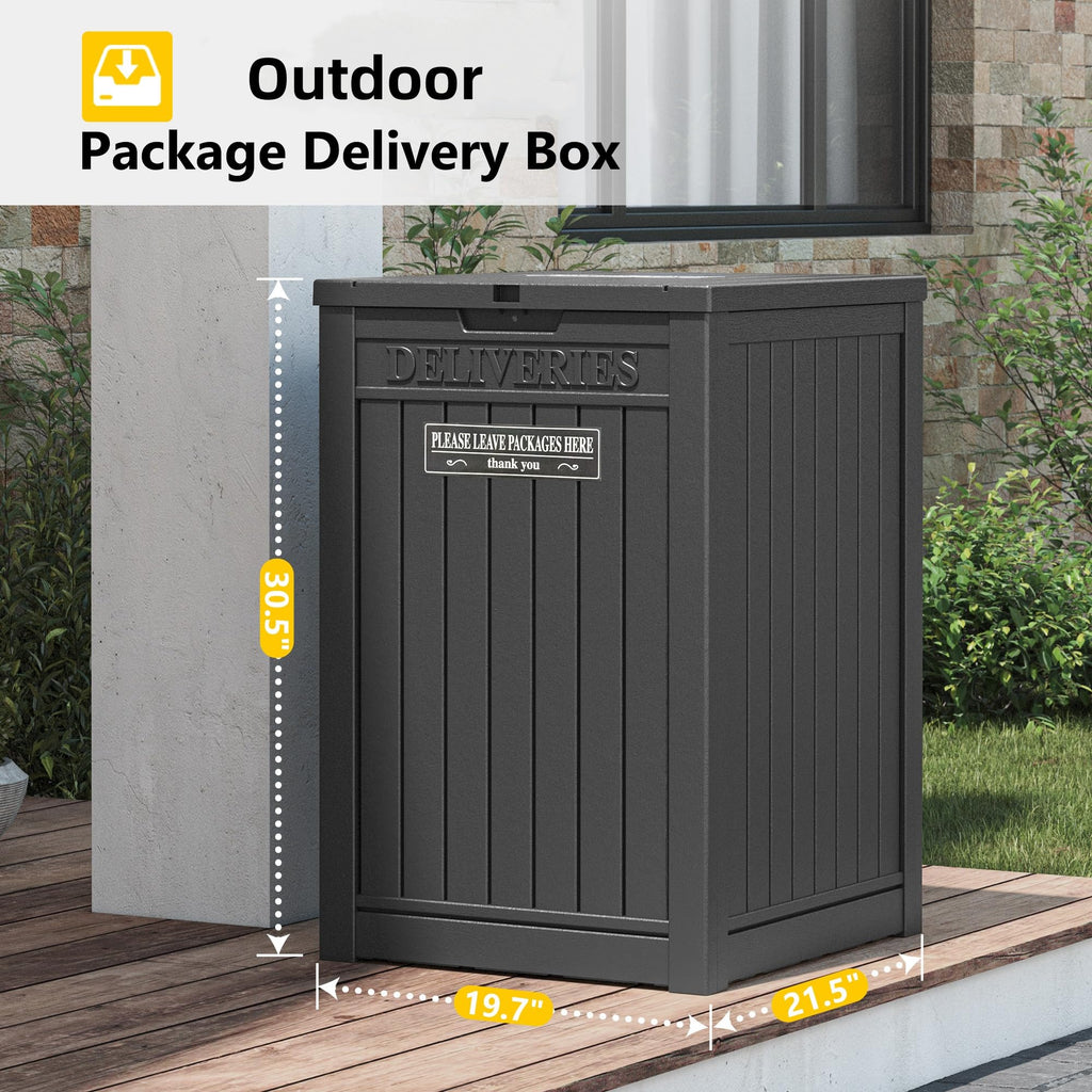 GULAIMOAO Package Delivery Box for Outside, Waterproof Outdoor Storage, Black