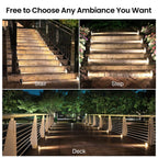JEJOT Solar Step Lights Outdoor Waterproof IP65,Cool White Brown Solar Stair Lights, Outdoor Light Decor for Stair, Deck, Step, Porch and Outside Patio, 12 Pack